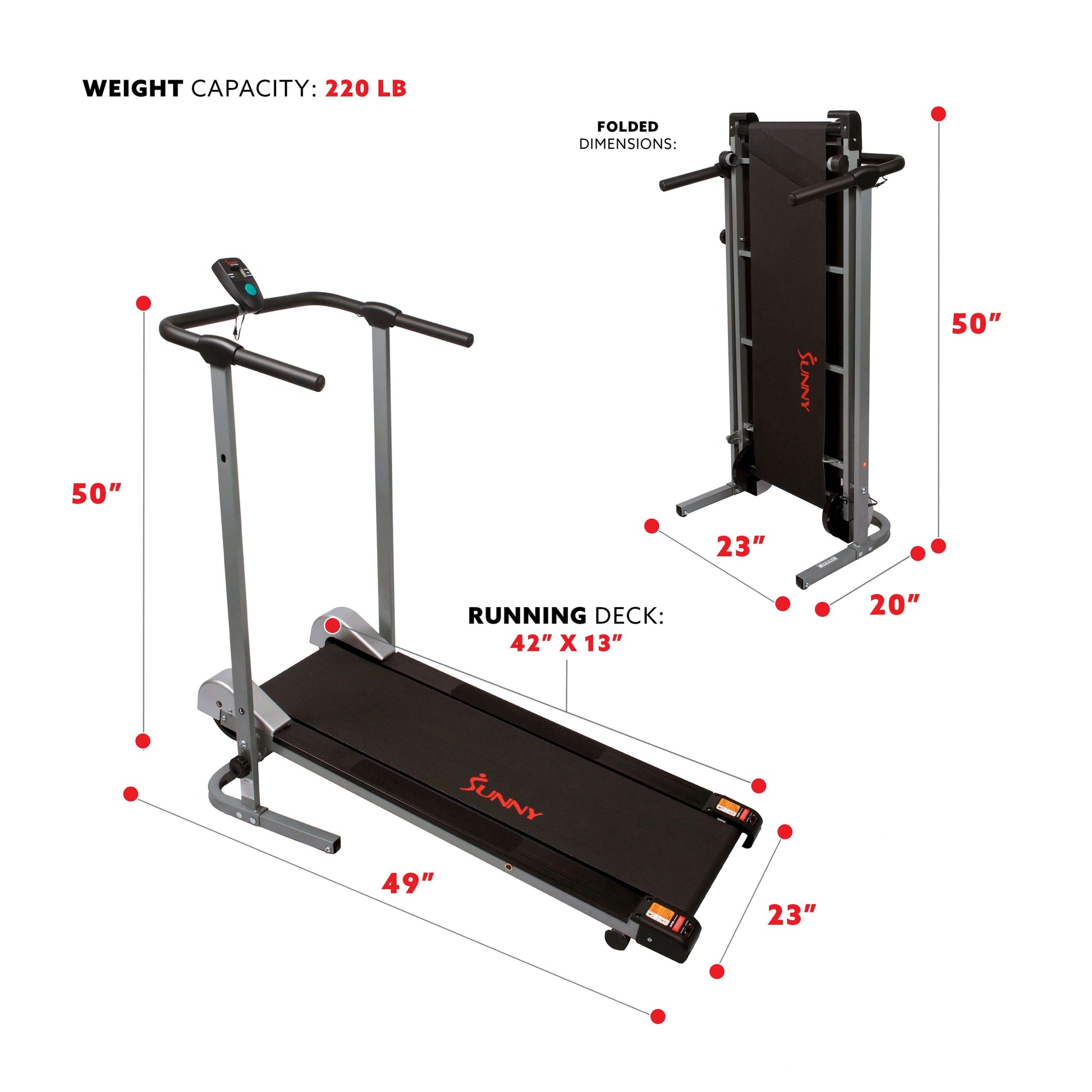 Sunny Health & Fitness Manual Walking Treadmill