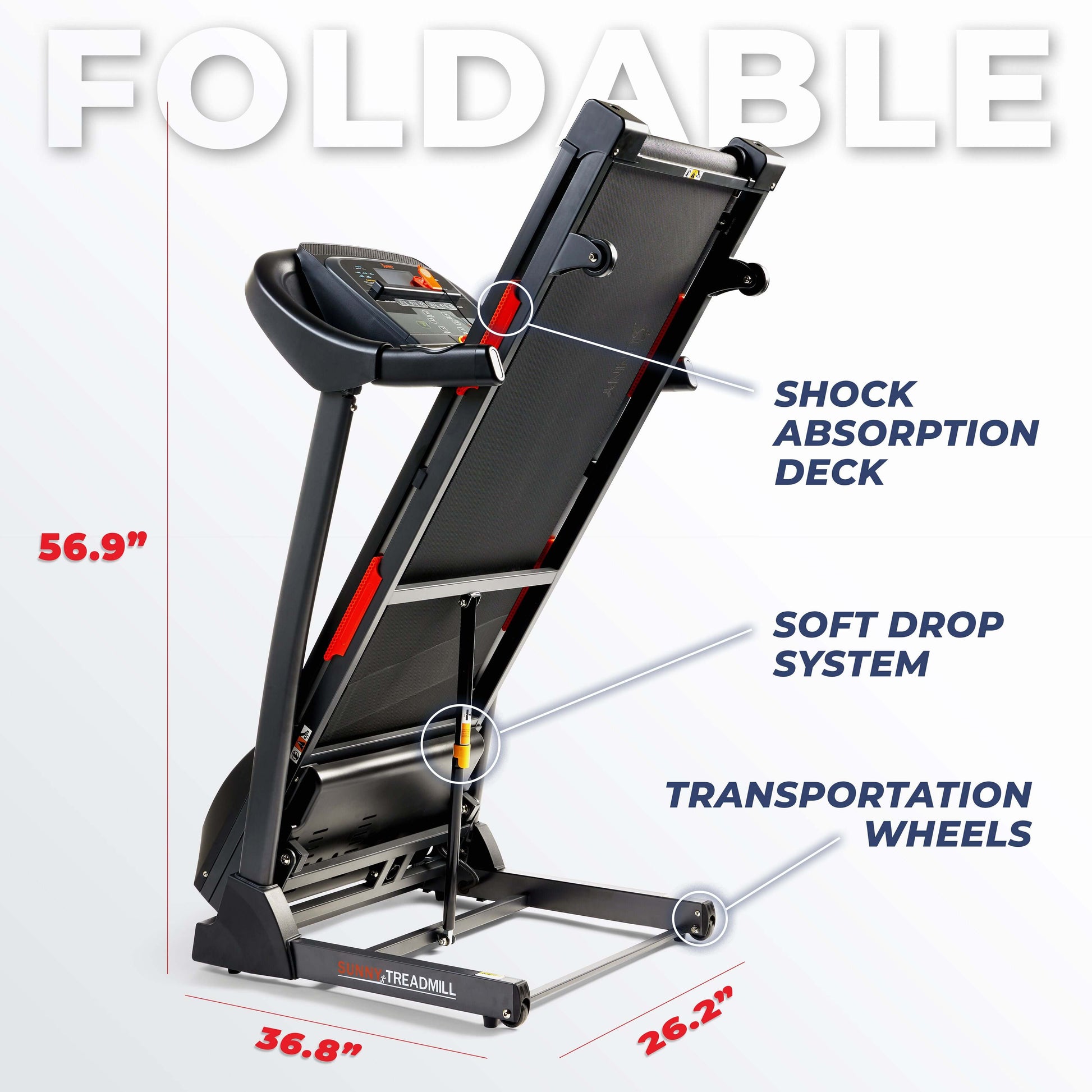 Sunny Health & Fitness Premium Folding Auto-Incline Smart Treadmill