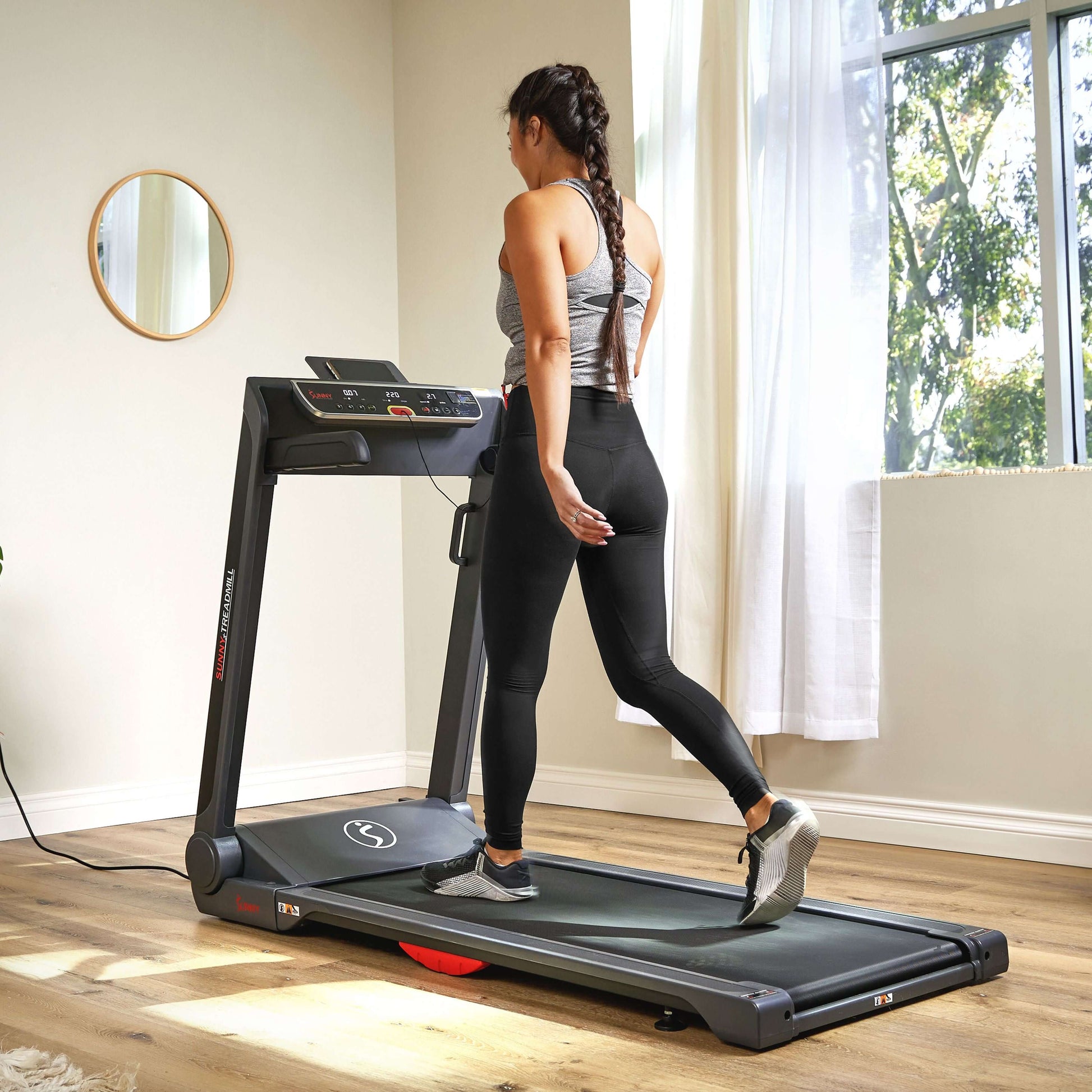 "Sunny Health & Fitness Smart Strider Treadmill with 20"" Wide LoPro Deck